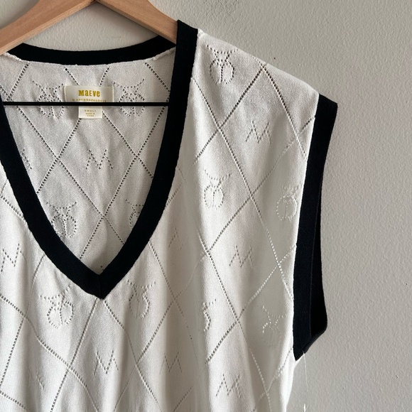 Anthropologie Maeve Violette Icon Logo Vest | Black & White | Size Small | NWT - Picture 7 of 16